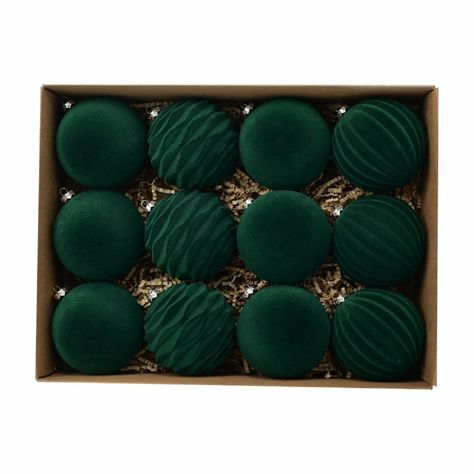 PRICES MAY VARY. Set of 12 Velvet Ornaments for Christmas Tree: This set includes 12 beautifully crafted Christmas tree ornaments, each covered with a velvet-like coating, adding an extra touch of elegance and sophistication to your festive decorations. The soft velvet texture adds a delightful tactile element to your holiday setup Versatility in Style: These neutral Christmas ornaments blend seamlessly with various interior design styles such as Farmhouse, Boho, Scandinavian, and more. Whether Emerald Green And Gold Christmas Tree, Christmas Balls Decorations Ideas, Dark Green Christmas Decor, Green And Gold Christmas Tree, Velvet Christmas Ornaments, Velvet Ornaments, Future Christmas, Forest Christmas, Green Xmas