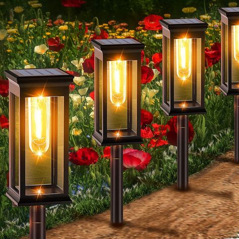 Solar Pathway Lights Outdoor, 6 Pack Solar Lights Outdoor Waterproof IP65, Auto On/Off Pathway Lights Solar Powered Garden Lights for Walkway Yard Backyard Lawn Landscape Lighting Decorative Outdoor Pathway Lighting, Solar Yard Lights, Solar Powered Garden Lights, Walkway Lighting, Solar Path Lights, Solar Landscape Lighting, Solar Landscape, Pathway Lights, Solar Pathway Lights