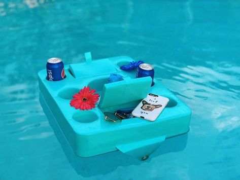 22 DIY Poolside Ideas for Beautifying Your Poolside Easily Dumpster Pool, Sandbar Party, Storage For Snacks, Tiki Pool, Outside Yard Ideas, Float Storage, Water Floats, Pool Float Storage, Cocktail Pools