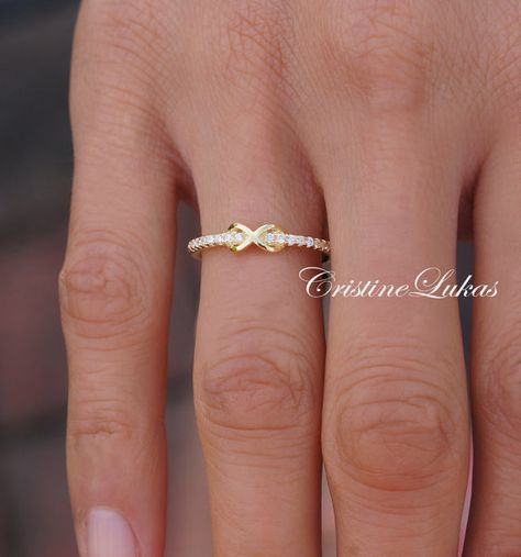 Sterling Silver Infinity Ring With Clear CZ Stones  Criss Rose Gold Infinity Ring, Gold Infinity Ring, Infinity Knot Ring, Infinity Rings, Infinity Knot, Tiffany Jewelry, Infinity Ring, Pompano Beach, Knot Ring