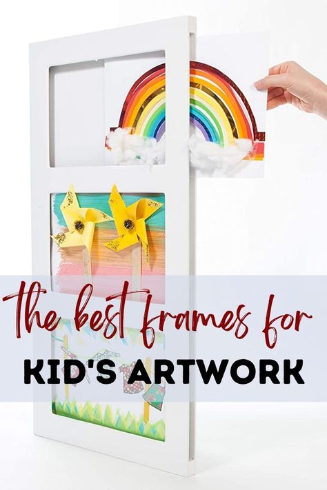 Kids Artwork Frames, Children Artwork Display, Diy Art Frame, Frames For Kids Artwork, Kids Artwork Display Frame, Hanging Kids Artwork, Display Kids Artwork, Kids Art Display Wall, Displaying Childrens Artwork