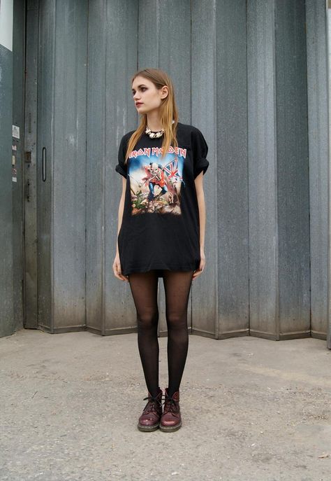 Vintage 00s IRON MAIDEN shirt | Dark Paradise Vintage | ASOS Marketplace Iron Maiden Shirt Outfit, Maiden Outfit, Iron Maiden T Shirt, Iron Maiden Shirt, 2010s Fashion, Rocker Girl, Dark Paradise, Rock Outfits, Tshirt Outfits