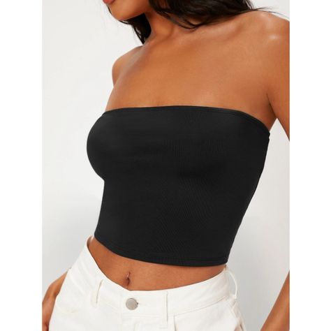 Basic Solid Crop Tube Top Size 6 (Medium) Body Measurements Bust 35.4-37" Waist Size 27.6-29.1" Product Measurements Bust 31.1" Length 15.2/10.1" ===== Size 8/10 (Large) Body Measurements Bust 37-39.4" Waist Size 29.1-31.5" Product Measurements Bust 33.5" Length 15.5/10.2" Material: Fabric Composition: 90% Polyester, 10% Elastane Color: Black Style: Casual Pattern Type: Plain Neckline: Strapless Sleeve Length: Sleeveless Length: Crop Fit Type: Slim Fit Fabric: Medium Stretch Care Instructions: M Crop Tube Top, Black Tube Top, Top Strapless, Black Floral Top, Womens Halter Tops, Vintage Crop Tops, Small Crop Tops, Cropped Tube Top, Print Crop Tops