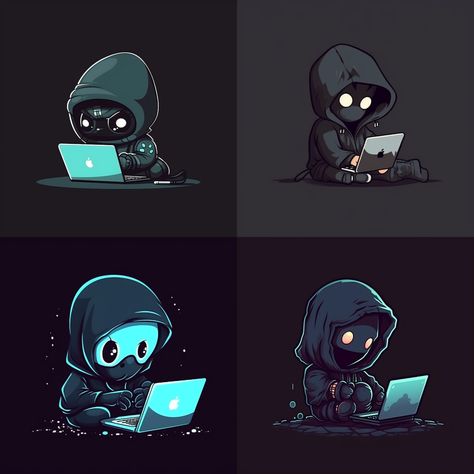 cute dark hacker using notebook, minimalist logo --upbeta --v 5 --q 2 Hacker Dp, Hacker Drawing, Gaming Dp, Cybersecurity Logo, Cybersecurity Aesthetic, Coding Motivation, Hacker Tattoo, Hacker Logo, Hacker Art