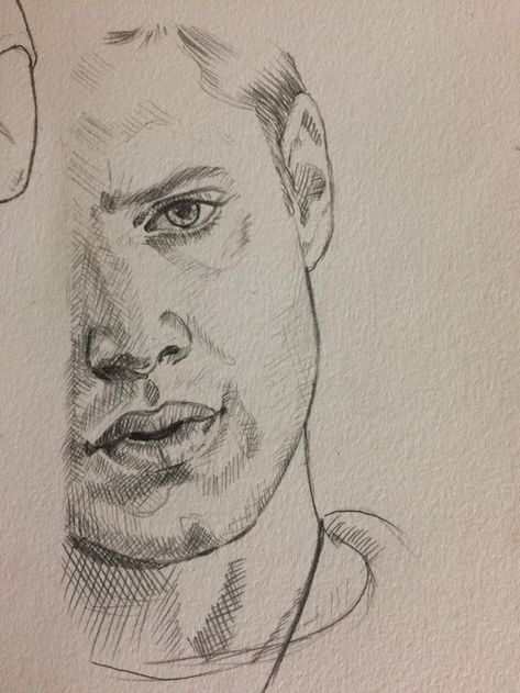 Supernatural Drawings Ideas, Dean Winchester Drawing Sketch, Supernatural Drawings Sketches, Jensen Ackles Drawing, Dean Winchester Drawing, Supernatural Drawings, Supernatural Tattoo, Supernatural Fan Art, Drawing Ideas Easy