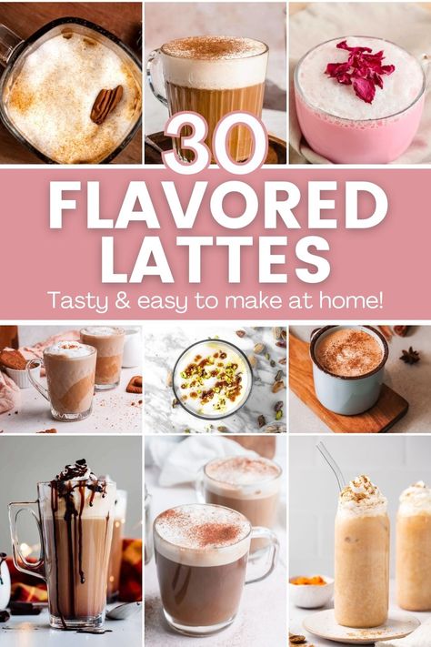 Flavored Latte Recipes, Breakfast Beverages, Speciality Coffee Recipes, Barista Recipe, Flavored Coffee Recipes, Espresso Drink Recipes, Coffee Recipes Hot, Iced Latte Recipe, Homemade Latte