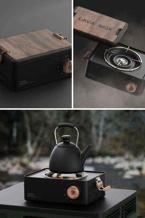 The Lava Box is a concept for a portable stove that looks minimalist, classy, and not at all like the usual that you see being carried around in campsites and beaches. In fact, you might think it’s a vinyl player or a projector or a luxury box.It’s a single burner with a refillable butane gas container fitting right under it. There’s a wooden know on the right that lets you adjust the flame level for things like when you’re heating water, frying something, or grilling pieces of meat. Read More! Camping Box Ideas, Minimalist Camping Gear, Minimalist Camping, Portable Gas Stove, Butane Gas, Kettle And Toaster Set, Outdoor Box, Camping Box, Portable Stove