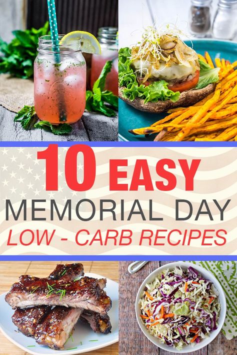 Holiday parties can be tough to navigate when you’re trying to be healthy, so check out these 10 Low-Carb Memorial Day Recipes for a healthy cookout... Healthy Cookout, Memorial Day Recipes, Low Carb Paleo Recipes, Memorial Day Foods, Healthy One Pot Meals, Low Carb Holiday, Healthy Party Food, Low Carb Protein, Low Carb Side Dishes