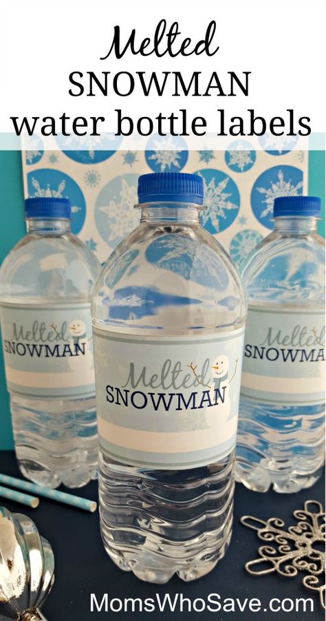 Easy #DIY — #Free Printable Melted Snowman Water Bottle Labels | MomsWhoSave.com Great for kids' lunches, parties, or anytime. Snowman Water Bottle, Schnee Party, Water Bottle Labels Free, Diy Water Bottle Labels, Snow Party, Snowman Party, Printable Water Bottle Labels, Printable Snowman, Melted Snowman