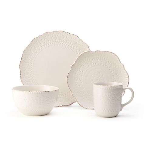 Chateau Cream 16 Piece Dinnerware Set, Service for 4 Cream Dinnerware, White Dinnerware Set, Plates And Bowls Set, Stoneware Dinnerware Sets, Regal Design, Stoneware Dishes, White Dinnerware, Stoneware Dinnerware, Melamine Plates