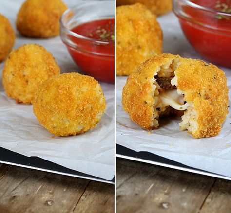 Gluten Free Arancini (Rice Balls) Arancini Rice Balls, Arancini Balls, Gluten Free On A Shoestring, Gluten Free Appetizers, Gluten Free Flour Blend, Crowd Pleasing Recipes, Gf Bread, Rice Balls, Mashed Potato