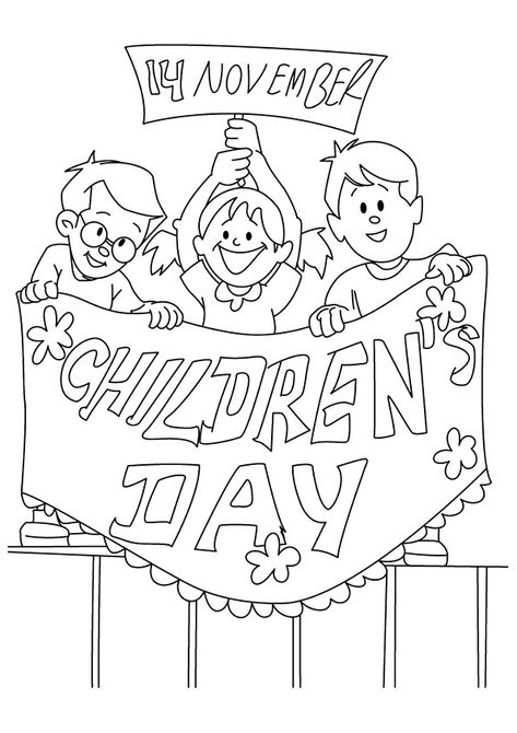 Children's Day Craft, Children's Day Activities, Teachers Day Celebration, International Children's Day, Children Day, Fathers Day Coloring Page, Coloring Worksheet, Cat Coloring Book, Happy Children's Day