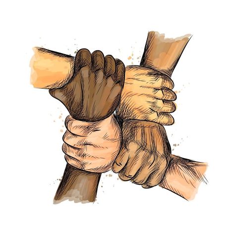 Hands Together, Group Of People, Teamwork, Premium Vector, Vector Illustration, Logos