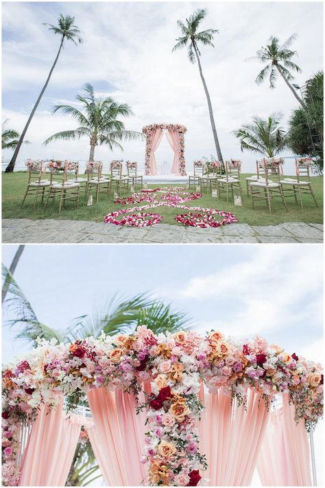 Breathtaking ombre floral wedding arch in blush and peach for beach wedding wedding in  Phuket: http://www.confettidaydreams.com/cape-panwa-wedding-phuket/ Wedding Phuket, Pink Ombre Wedding, Outdoor Beach Wedding, Beach Wedding Arch, Floral Arches, Beach Wedding Ideas, Pronovias Bridal, Romantic Beach Wedding, Ceremony Details