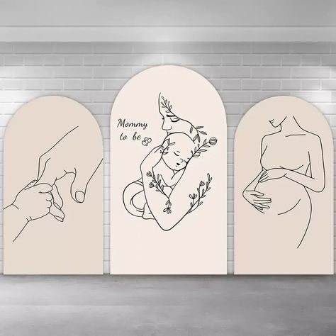 Beige-Pregnant-Woman-Silhouette-Baby-Shower-Arch-Backdrop-Cover Gender Reveal Party Backdrop, Pregnant Woman Silhouette, Baby Party Themes, Pastel Birthday, Baby Silhouette, Fall Neutrals, Arch Backdrop, Art Clip, Party Backdrop