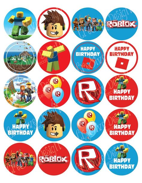 Roblox Free Printable Cake Toppers Roblox Cake Topper Free Printable, Cake Topper Free Printable, Roblox Cupcake, Roblox Cake Topper, Lego Movie Birthday, Roblox Birthday Cake, Roblox Birthday Party, Roblox Theme, Happy Birthday Banner Printable