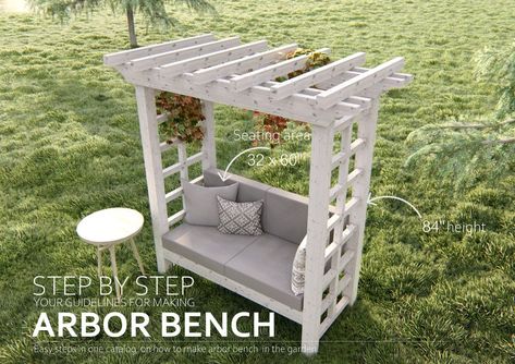 ARBOR BENCH PLANS 36 X 68 / Seat for Outdoor Garden With - Etsy Australia Modern Arbor, Kids Playhouse Plans, Arbor Bench, Lumber Sizes, Corner Pergola, Wooden Arbor, Pergola Diy, Gazebo Plans, Building A Pergola