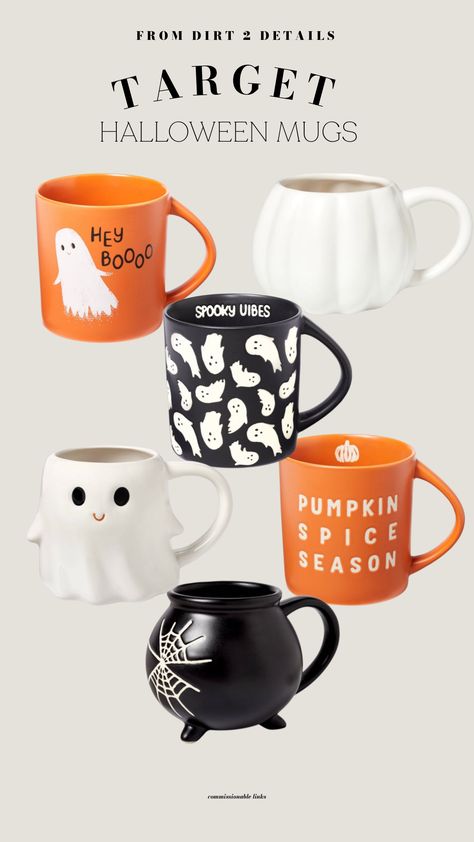 Halloween Etsy Ideas, Halloween Mug Designs, Halloween Cups Ideas, Cute Fall Mugs, Halloween Kitchenware, Target Mugs, Halloween Mugs Coffee Cups, Autumn Cup, Fall Mugs