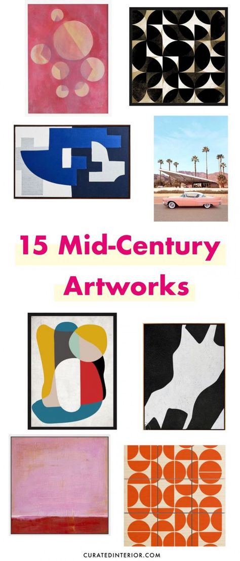 Mcm Patterns Mid Century Modern, Curated Interior, Midcentury Modern Art, Lisa Style, Mid Century Artwork, Mid Century Modern Artwork, Modern Art Design, Mid Century Modern Bench, Oil Abstract