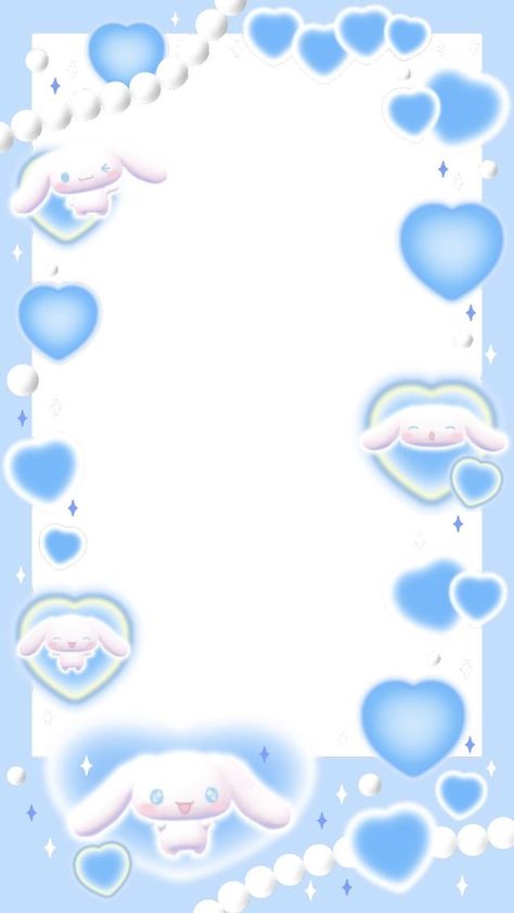 Sanrio Border Design, Cinnamoroll Border, Sanrio Polaroid Frame, Cinnamon Roll Template, Gfx Roblox Background, Hello Kitty Printables, Girly Wallpaper, Kitty Pictures, Overlays Cute