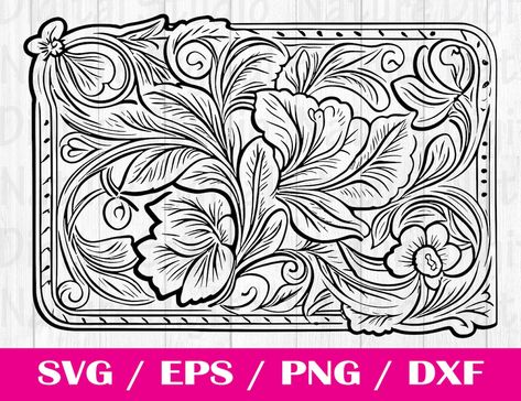 Tooled Leather Pattern Floral SVG, svg files, svg files for cricut, svg cricut, Cut Files Cricut, Digital Download, Silhouette Svg Tooled Leather Pattern, Adobe Illustrator Vector, Leather Tooling Patterns, Tooling Patterns, Pattern Svg, Floral Svg, Embroidery Software, Cricut Cut Files, Leather Pattern