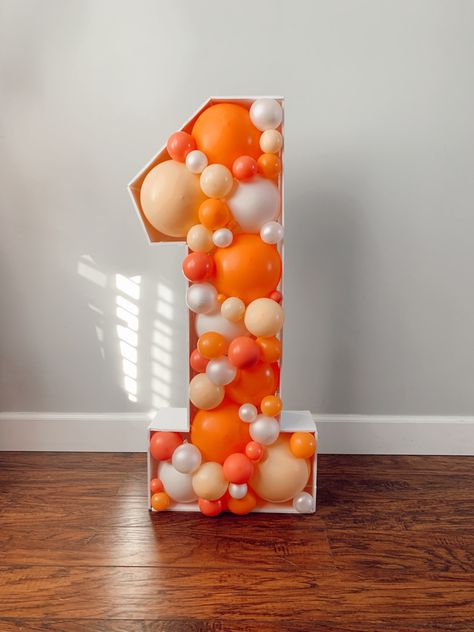 Number 1 Mosaic Balloons, 1 Mosaic Balloon, Number One Balloon Mosaic, Mosaic 1 Balloon, Number 1 Birthday Decoration, Number 1 Balloon Decoration, Number 1 With Balloons, Orange Balloon Decorations, Orange Birthday Party Decorations