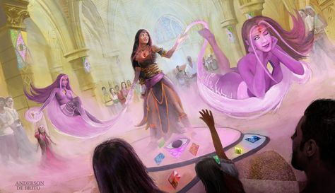 Arcane illusionist Idol by Anderson de brito magic girl illusion ilusão magia pink cristals Magic Illusions, For Honor, Fantasy Inspiration, 15 Minutes, The Magicians, Family Members, Character Inspiration, Digital Artist, Fantasy Art