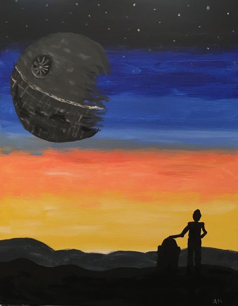 Star Wars Painting Easy Canvas, Starwars Paintings Easy, Star Wars Painting Ideas On Canvas, Marvel Painting Canvases, Starwars Canvas Painting, Simple Star Wars Painting, Star Wars Painting Easy, Star Wars Canvas Painting, Star Wars Art Painting