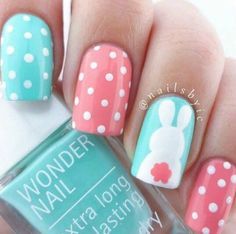 30 Easy Spring and Easter Nails You Can Do At Home Wonder Nails, Easter Nail Art Designs, Nails Easter, Bunny Nails, Easter Nail Designs, Easter Nail, Easter Nail Art, Nail Swag, Spring Nail Art