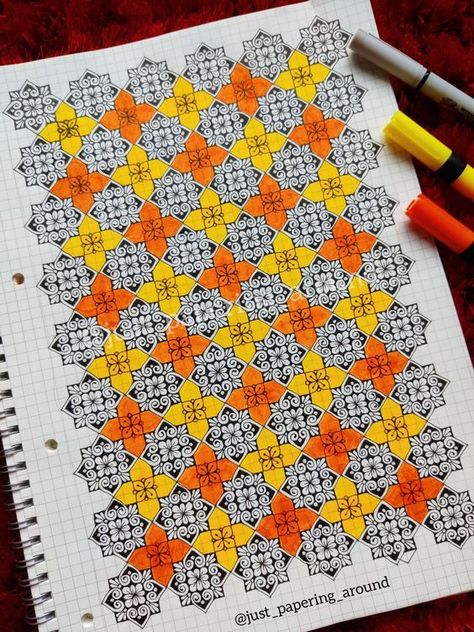 Mandala book Dot Grid Doodle Ideas, Grid Mandala Art, Mandala On Grid Paper, Square Grid Mandala, Grid Book Art, Grid Paper Drawings, Square Mandala Design, Grid Paper Art, Grid Artwork