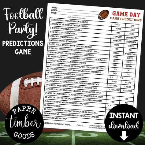 Super Bowl Trivia Games Free Printable, Super Bowl Prop Bets 2024, Super Bowl Betting Chart, Super Bowl Prop Bets, Super Bowl Commercial Games, Football Party Games, Super Bowl Game, Football Squares, Party Games Printable