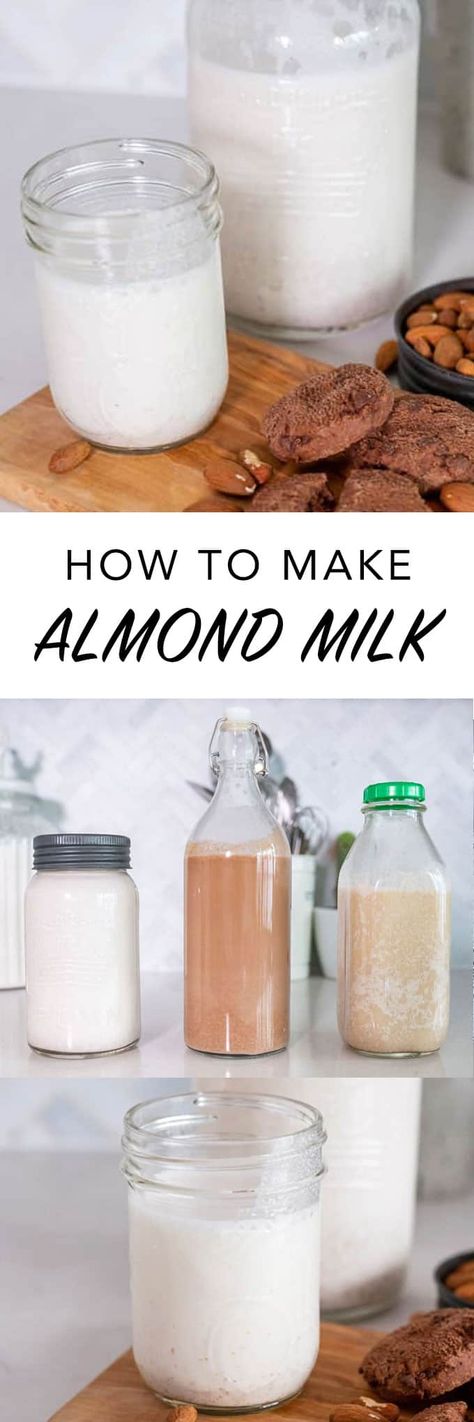 How To Make Almond Milk + Chocolate Almond Milk Recipe | The Edgy Veg Recipes Chili, Homemade Nut Milk, Chocolate Almond Milk, Cake Pizza, Make Almond Milk, Almond Milk Recipes, Pizza Sandwich, Homemade Almond Milk, Nut Milk Bag