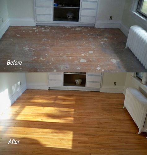 another great before and after refinishing hardwood floor project Before And After Flooring, Hardwood Floor Restoration, Flooring Before And After, Wood Floor Care, Refinish Wood Floors, Floor Refinishing, Floor Restoration, House Flipping, Refinishing Hardwood Floors