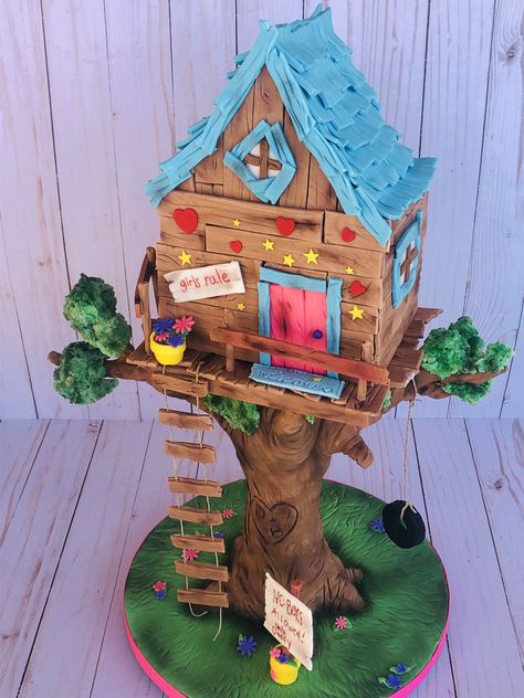 Treehouse Cake Treehouse Cake, Rice Crispy Cereal, Making Fondant, No Boys Allowed, House Cake, Berenstain Bears, Kids Cakes, Fondant Decorations, Rice Crispy Treats