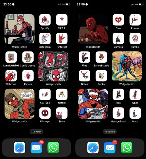 #spiderman #spidey #homescreen #ios16screen Spiderman Phone Aesthetic, Spiderman Ios 16 Homescreen, Spiderverse Homescreen Layout, Phone Themes Spiderman, Spiderman Homescreen Ideas, Miles Morales Homescreen Layout, Spider Man Homescreen Layout, Spiderverse Phone Theme, Spiderman Phone Theme