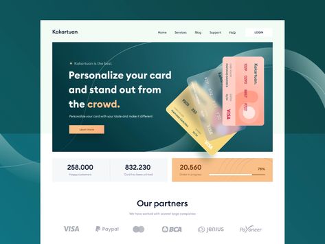 Custom Credit Card, Credit Card Website, App Dashboard, Ui Design Principles, Creative Market Design, Customer Card, Directory Design, Ecommerce Web Design, Delivery App