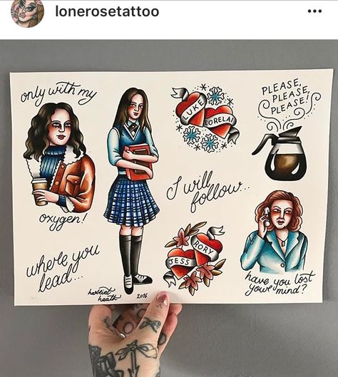 Gilmore Girls tattoo flash Gilmore Tattoo, Gilmore Girls Tattoo, Coffee Tattoos, Fairy Tattoo Designs, Bulletproof Coffee, Stars Hollow, Coffee Wallpaper, Coffee Painting, Coffee Design