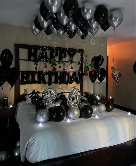 Decorate Boyfriends Room, Room Decor Bedroom Birthday, Birthday Set Up Ideas For Boyfriend Room, Bday Bedroom Decoration Ideas, Decorate Bedroom For Birthday Surprise, Birthday Hotel Set Up, Happy Birthday Set Up Room For Him, Birthday Decorated Room For Him, Hotel Bday Decorations