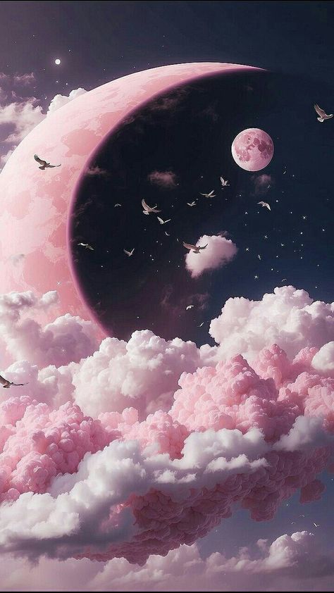 Pls follow me on Pinterest 🗨️. Pink Moon Wallpaper, Iphone Wallpaper Travel, Beautiful Sky Pictures, Dreamy Wallpaper, Attractive Wallpapers, Disney Princess Artwork, Pink Wallpaper Backgrounds, Pretty Phone Wallpaper, Beautiful Art Pictures