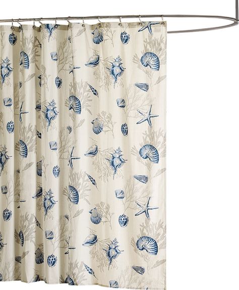 Joss and Main Seashell Shower Curtain, Coastal Shower Curtain, Florida Decorating, Beachy Bathroom, Beach House Furniture, Long Shower Curtains, Home Essence, Coastal Bathroom, South Hampton