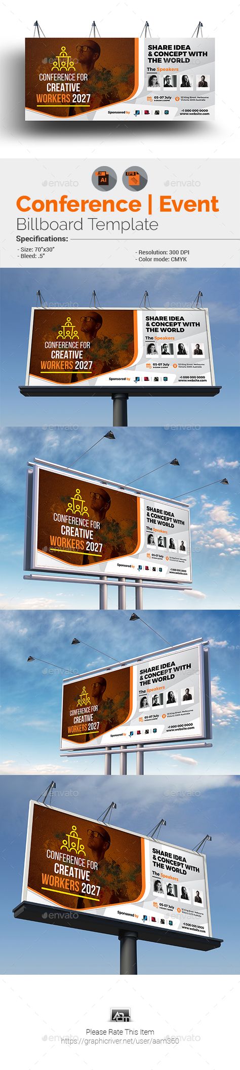 Conference / Event Billboard Template Vector EPS, AI Illustrator Billboard Template, Conference Program, Design Conference, Conference Event, Roll Up Design, Business Conference, Design Workshop, Billboard Design, Event Signage