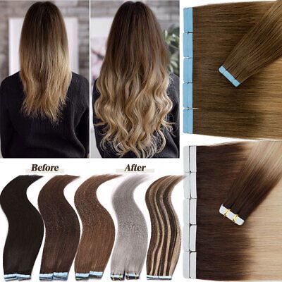 (eBay) #Ombre Thick Tape In Russian Real Remy Human Hair Extensions Skin Weft/Full Head Remy Human Hair Extensions, Quality Hair Extensions, Tape In Hair Extensions, Brown To Blonde, Styling Products, Remy Human Hair, Blonde Highlights, Human Hair Extensions, Hair Extensions