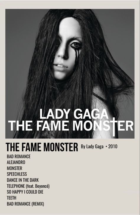 minimal polaroid album poster for the fame monster by lady gaga Lady Gaga Alejandro, Lady Gaga Costume, Lady Gaga The Fame, Lady Gaga Artpop, The Fame Monster, The Fame, Dancing In The Dark, Bad Romance, Movies And Series