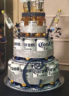 Corona Beer Tiered Cake - Witty Vows 25th Birthday Ideas For Him, 25th Birthday Ideas, Quirky Valentines, Birthday Beer Cake, Beer Birthday Party, Bday Gifts For Him, Liquor Gifts, Beer Cake, Couples Gifts