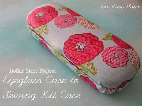 This sewing kit case is made from an eyeglass case bought at the dollar store. This is a cheap project to make and would be a great gift for all your sewing friends. It's also the perfect idea for a travel sewing kit. Eyeglass Cases Diy, Sewing Kits Diy, Travel Sewing Kit, Eye Glasses Case, Sewing Case, Travel Sewing, Trendy Sewing, Operation Christmas Child, Cases Diy