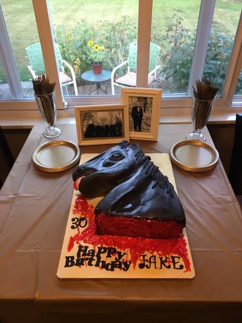 Godfather Themed Birthday Party, Godfather Birthday Party, Godfather Party Theme, The Godfather Party, Horse Head Cake, Mafia Theme Party, Mafia Theme, Gangsta Paradise, Italian Themed Parties