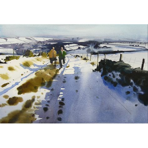 White Gouache, Watercolour Landscape, Landscape Sketch, Winter Watercolor, Hur Man Målar, Watercolor Landscape Paintings, Snow Scenes, Winter Landscape, Winter Scenes