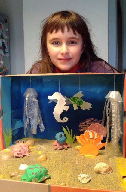 Earthlab Design: Kid's craft project: underwater habitat in a box Ocean Habitat Diorama, Habitat Diorama, Biomes Project, Diorama Kids, Habitats Projects, Ocean Habitat, Ocean Projects, Sea Crafts, Ocean Crafts