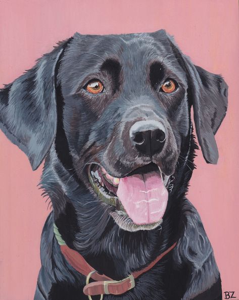 Black Lab Illustration Art, Black Labrador Portrait, Black Lab Acrylic Painting, Black Dog Painting Easy, Black Lab Painting Acrylic Easy, Black Dog Oil Painting, Black Dog Acrylic Painting, Black Labrador Art, Black Lab Drawing