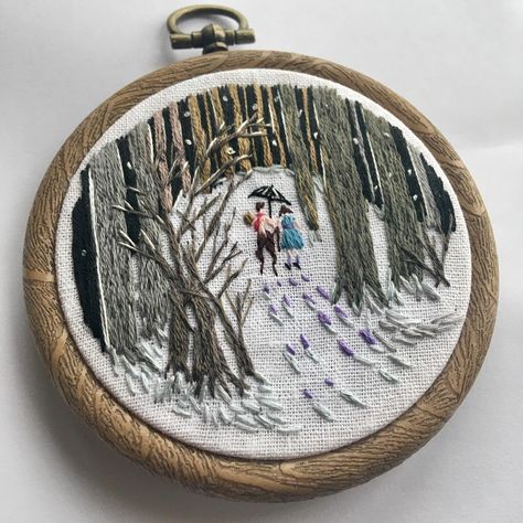 Narnia Embroidery, Fall Tapestry, Art Sewing, Embroidery Painting, Garden Embroidery, Abstract Art Paintings Acrylics, Diy Embroidery Designs, Embroidered Art, Thread Painting